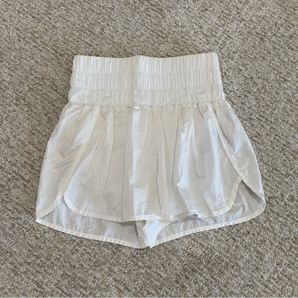 FP Movement Active Gorpcore High Rise Smocked Waist Split Hem Workout Shorts